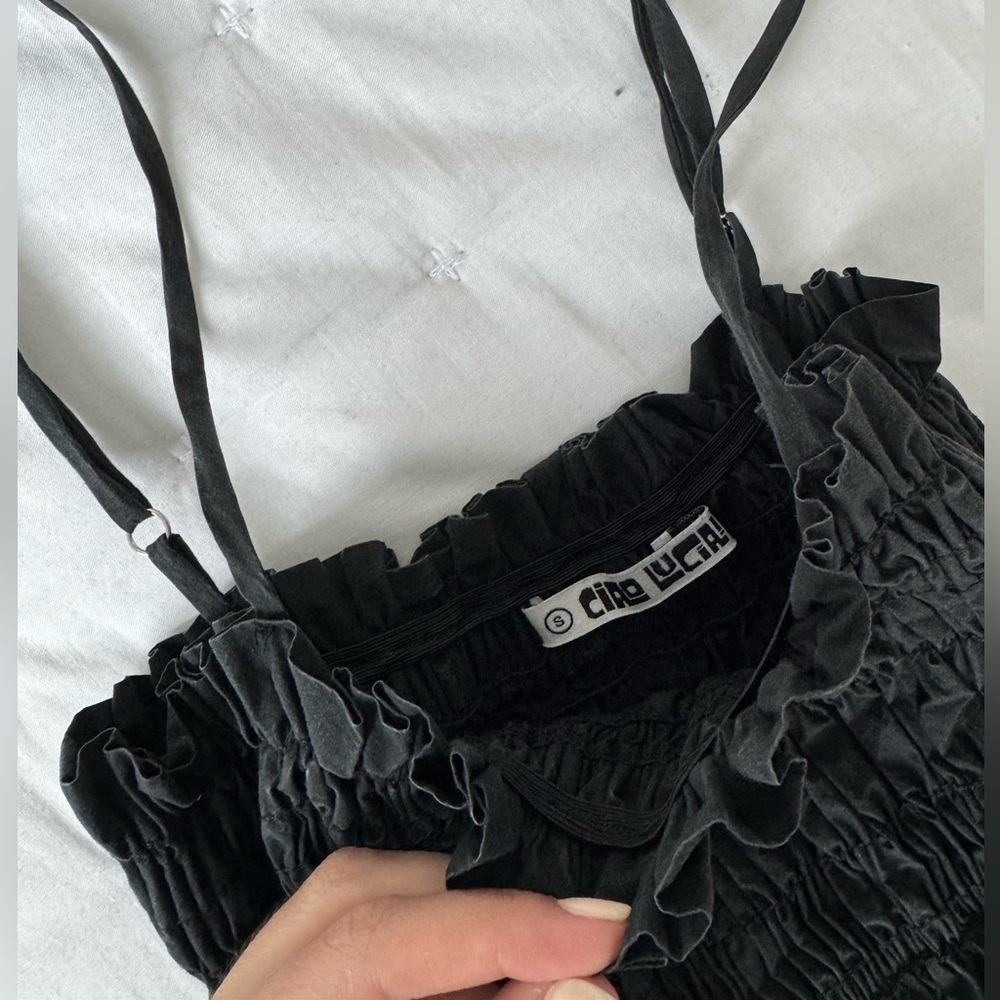 Ciao Lucia Small Umbria Black Smocked Midi Dress - Picture 9 of 10